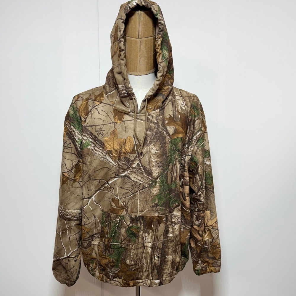 RedHead Hoodie Mens XL Brown Camo Pullover Realtree Fleece Lined Hunting